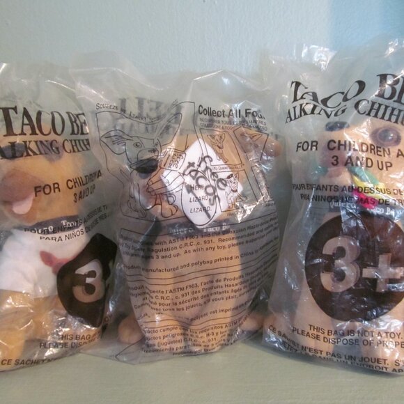 Vintage Taco Bell Talking Chihuahua Dogs, 3 In Original Packages & 2 Working! - Picture 2 of 14